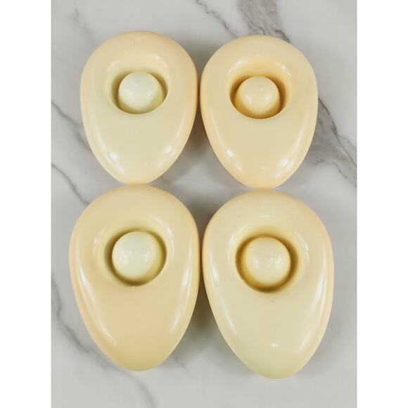 German Egg Cup Holder Melamine Egg Shaped 5 3/4" Mid Century Yellow Cream x4 - Picture 10 of 13